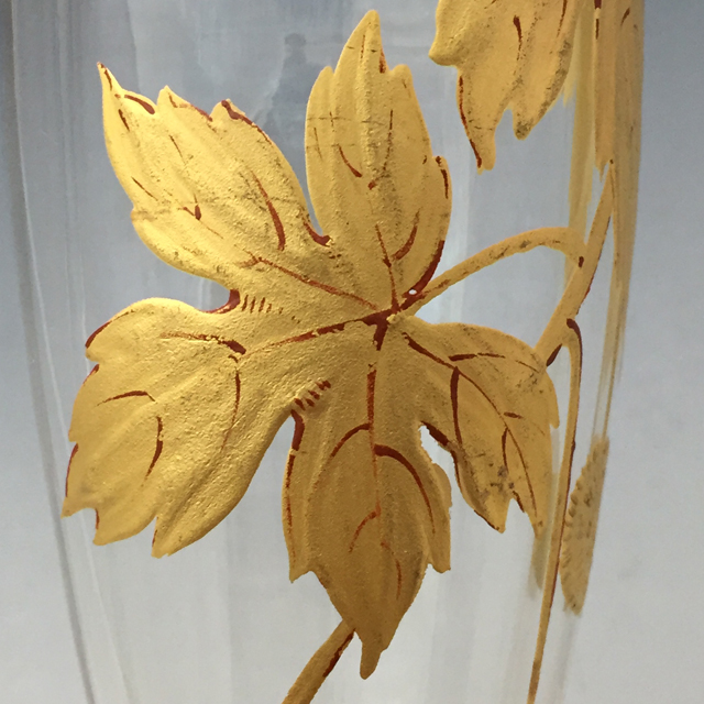 オールドバカラ「金彩 プラタナス文様 花瓶」《アンティックかとう》