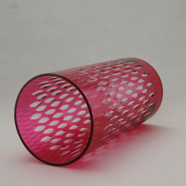 オールドバカラ「PARIS パリ 赤被せガラス ハイボールグラス 高さ14cm