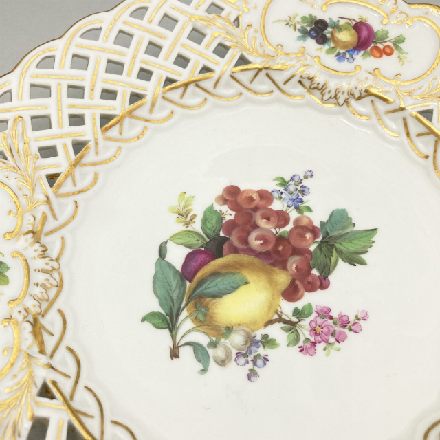 マイセン「果物文 透かし装飾絵皿6客組 A」《アンティックかとう》