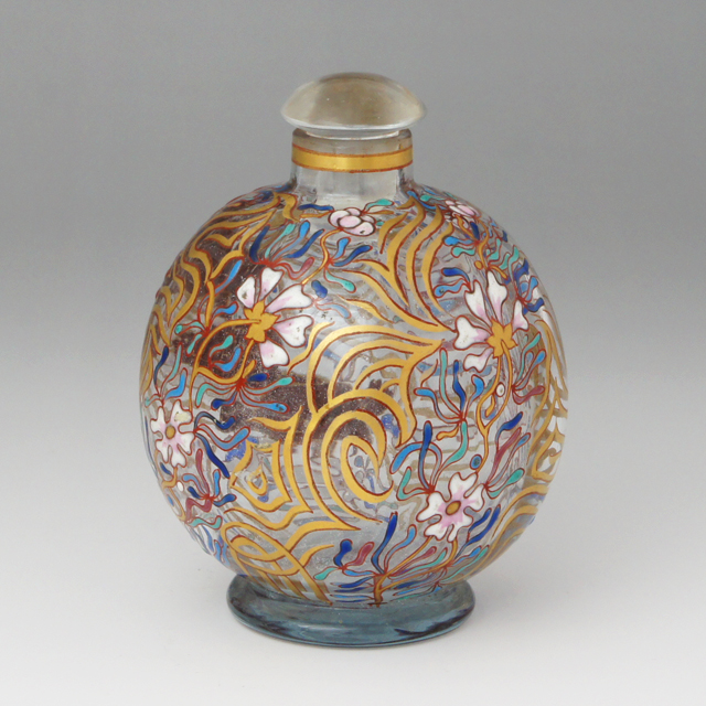 エミール・ガレ「鯉に小花文香水瓶」《アンティックかとう》