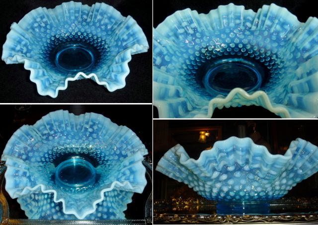 FENTON フェントン ホブネイル ブルーオパールセント コンポート