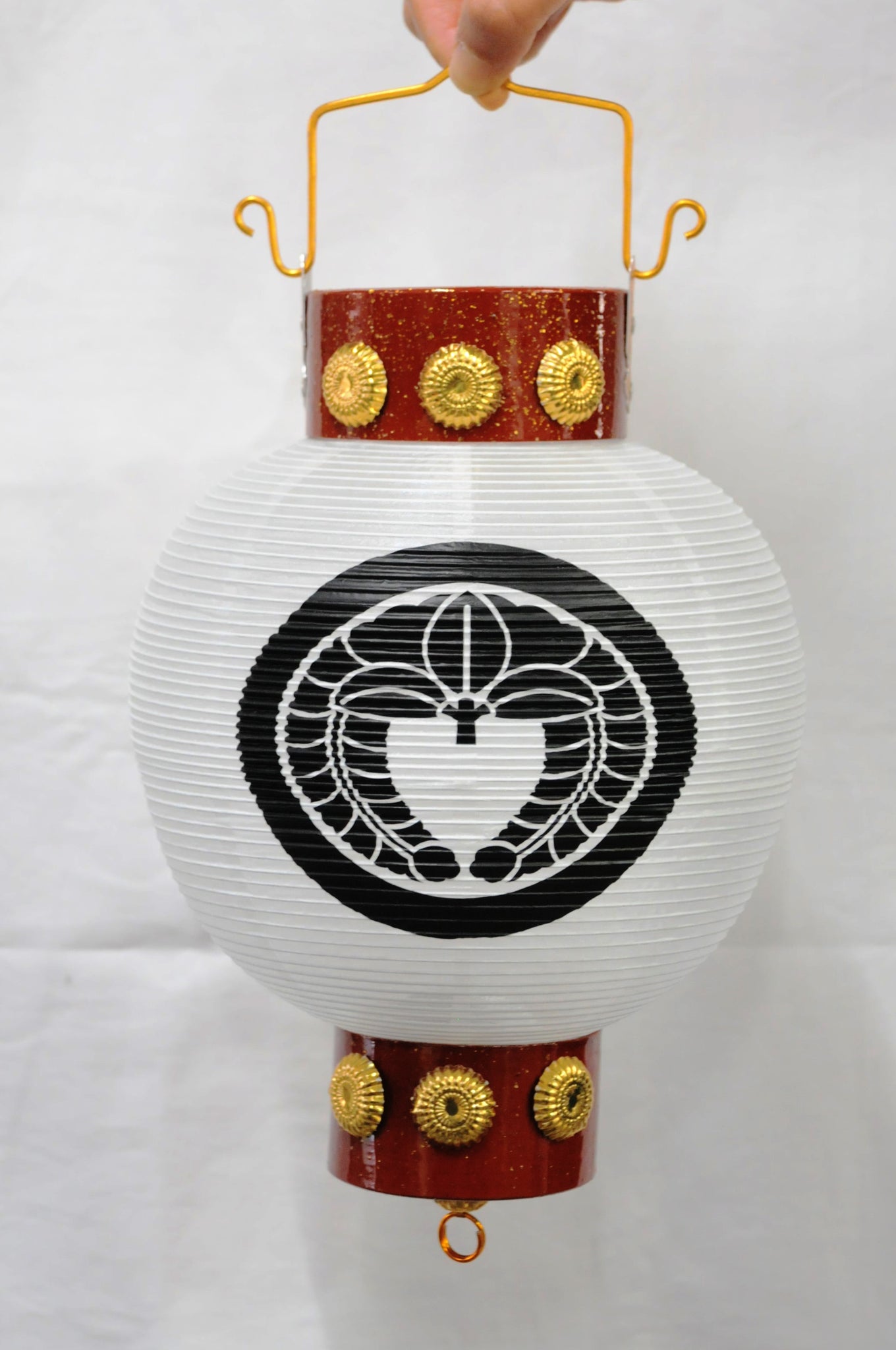 陣屋提灯【梨地】家紋／木製／黒塗／コード式／五月人形／兜・端午の