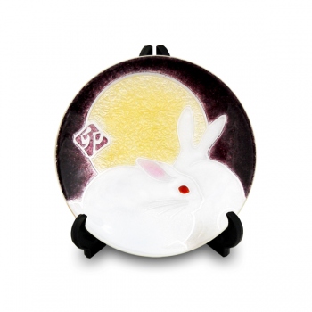 飾皿・干支30丸・月とウサギ「安藤七宝店オンラインショップ」