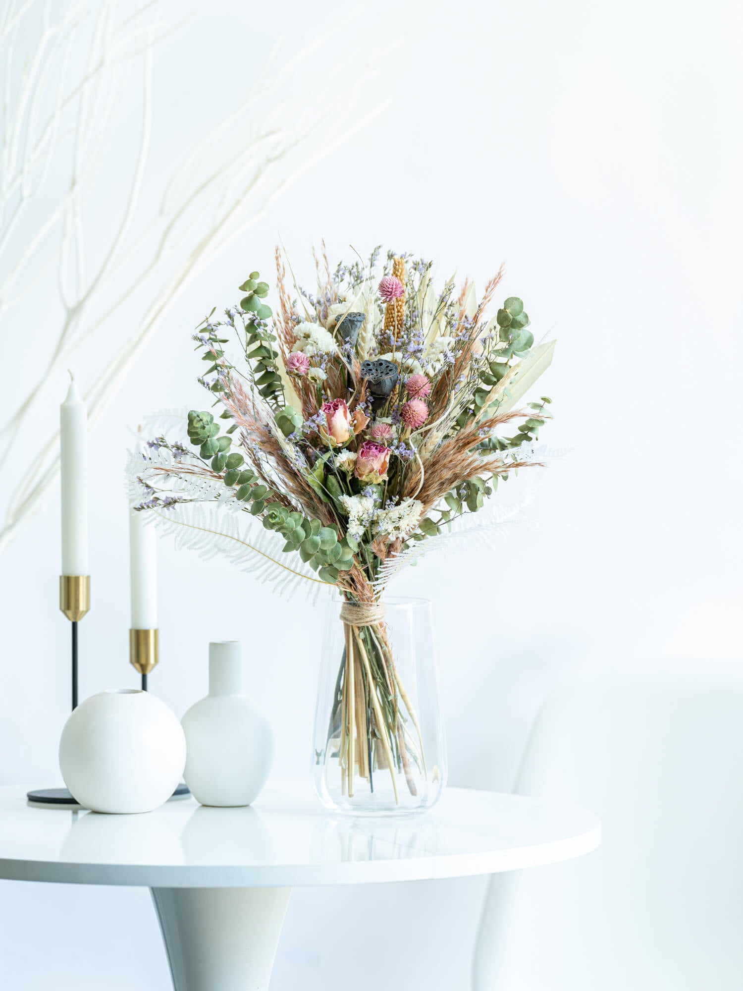 花瓶に飾れる】ドライフラワーの花束 M - ピンク - | お花の通販AND