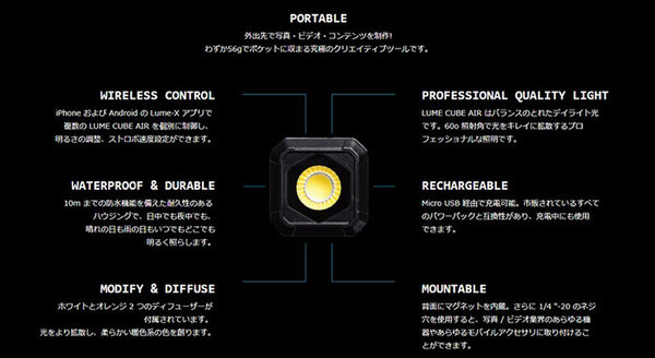 ASCII.jp：iPhoneとAndroidに対応するコンパクトライト「LUME CUBE AIR」