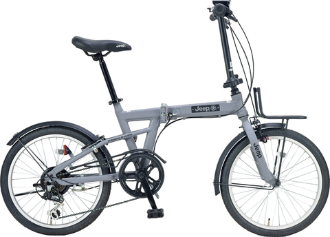 Jeepブランドの折りたたみ自転車「JE-206G」。オリーブ、グレー
