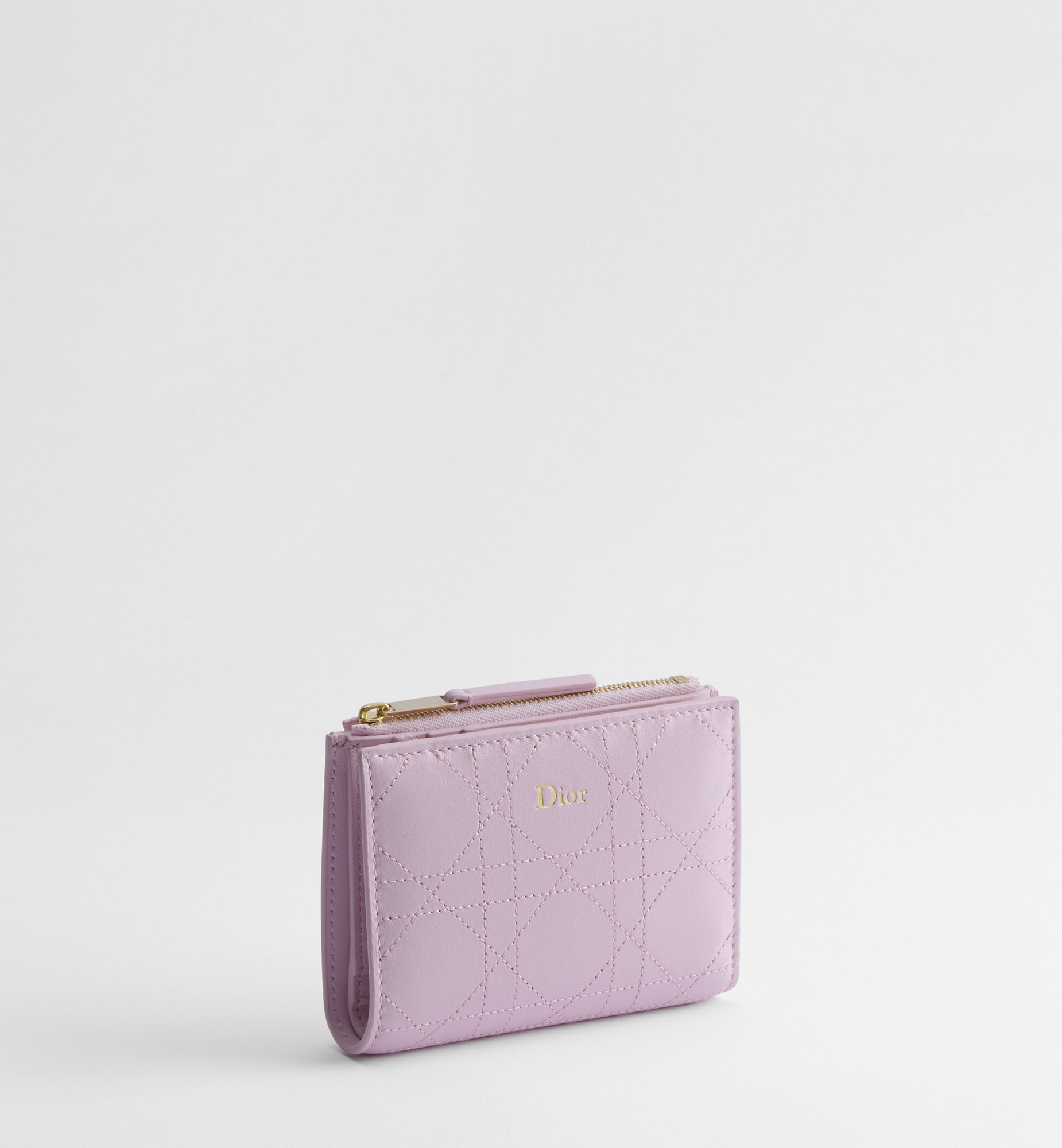 Dior Trianon Dahlia Wallet Rose Songe Flat Cannage Lambskin | DIOR