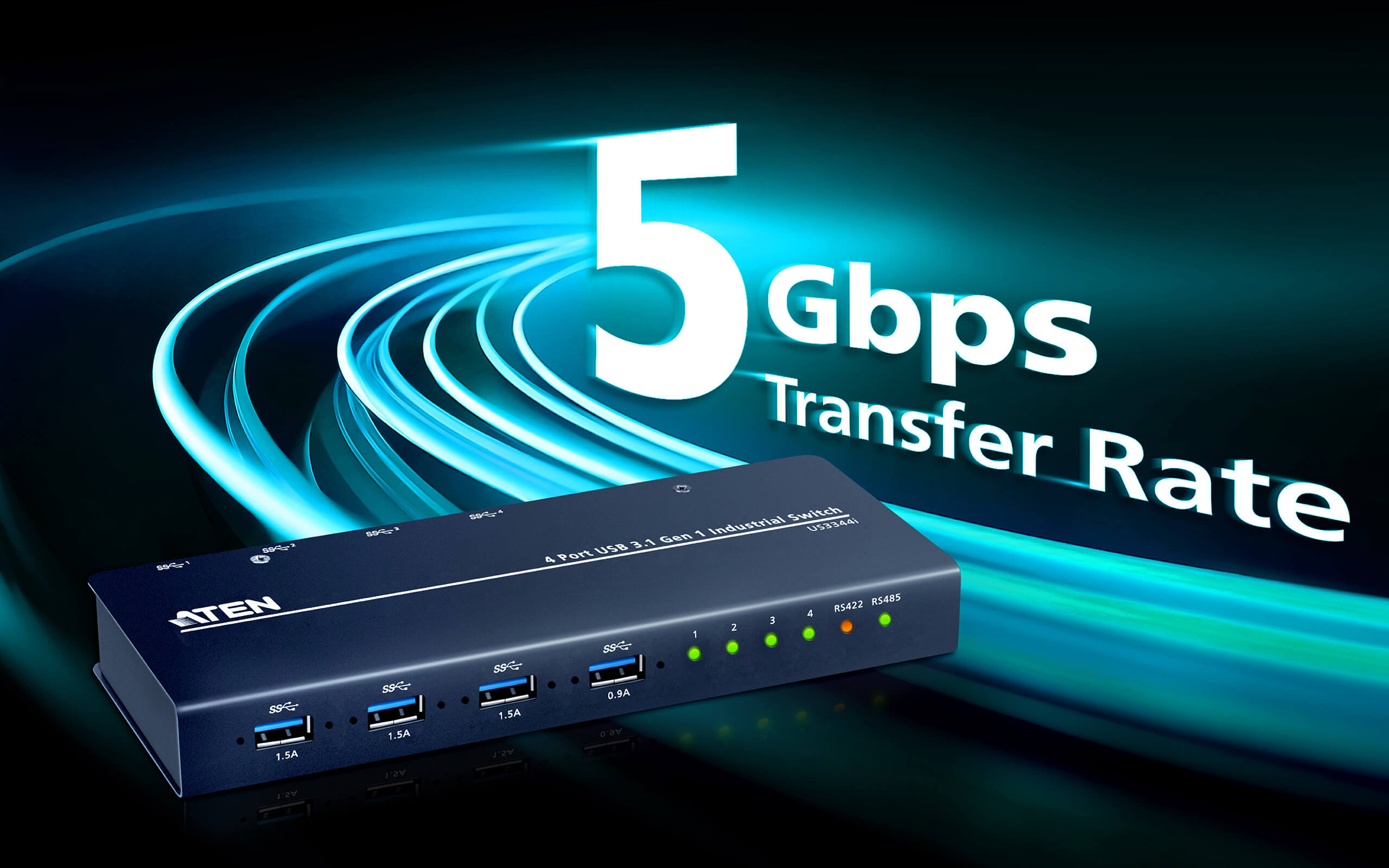 4ポートUSB3.2 Gen1デバイス共有器（外部制御仕様） - US3344i, ATEN