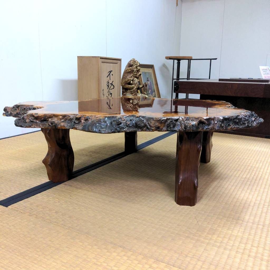 アウトレット 花梨 高級座卓 無垢 こぶ 全長113cm - メルカリ
