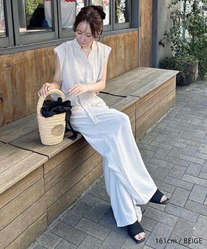 ワイドノースリーブセットアップ レディース 春 夏 秋 | アクア