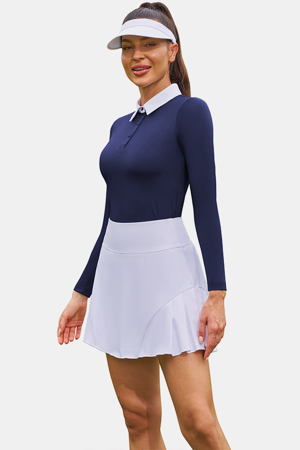 White High Waist Pleated Golf Skirt Sports Casual Skirt Women's