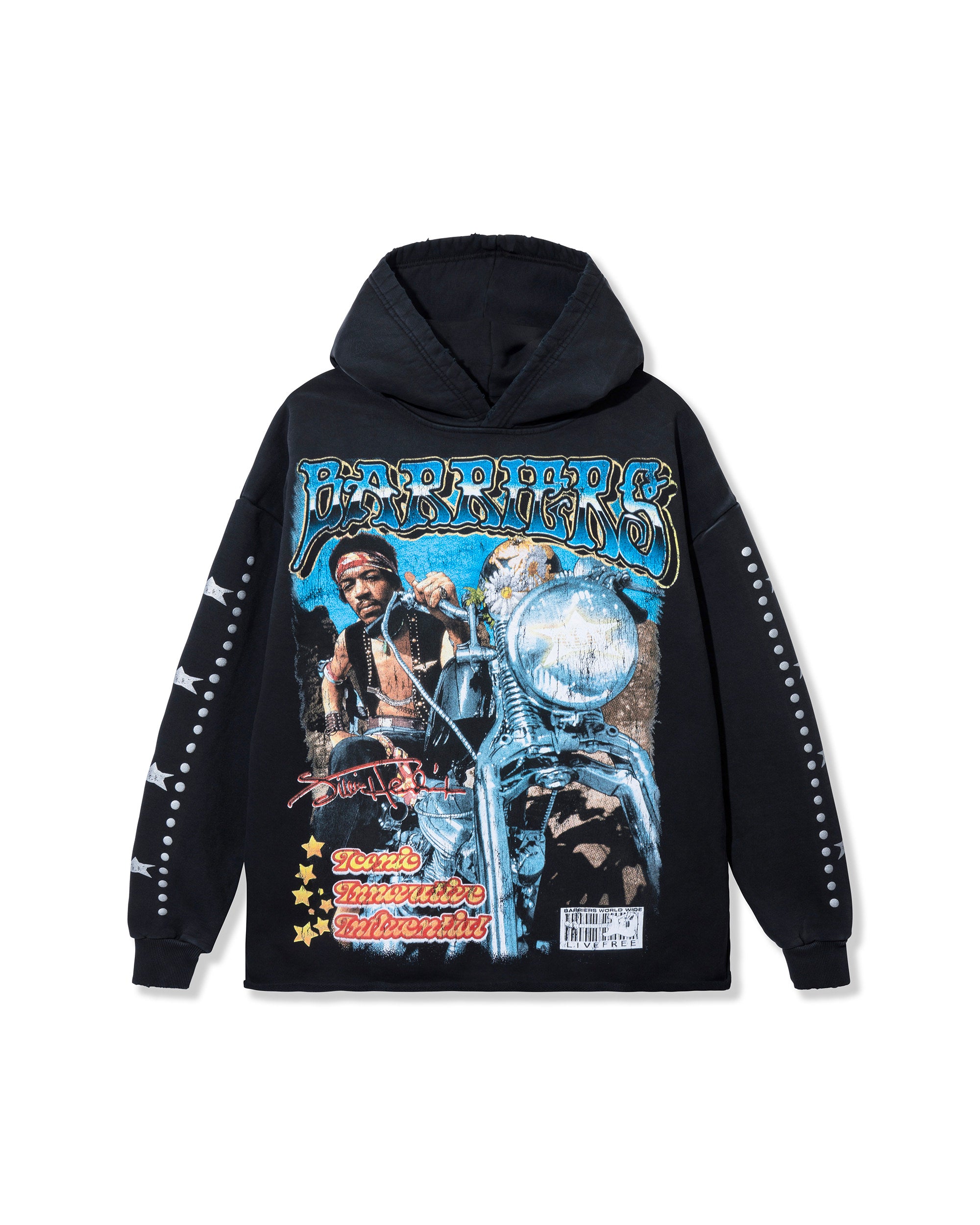Jimi Hendrix x Barriers Worldwide - Buster Hoodie in Vintage Black