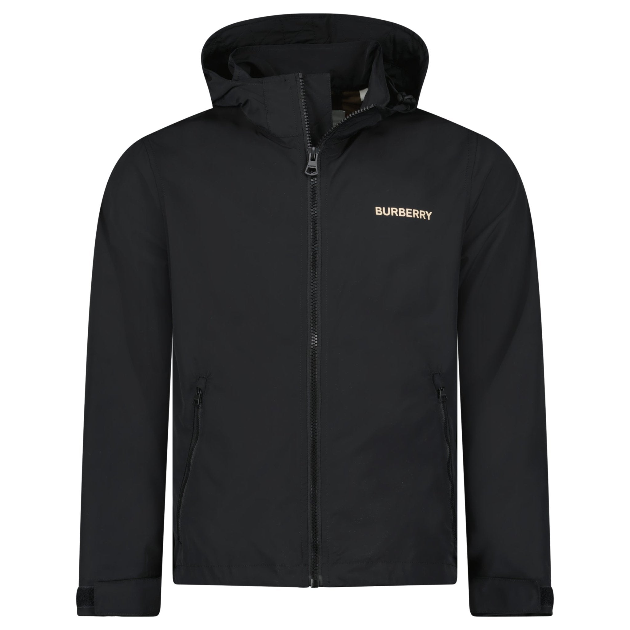 Burberry 'Hargrave' Zip-Up Logo Hooded Rain Jacket Black - Outlet