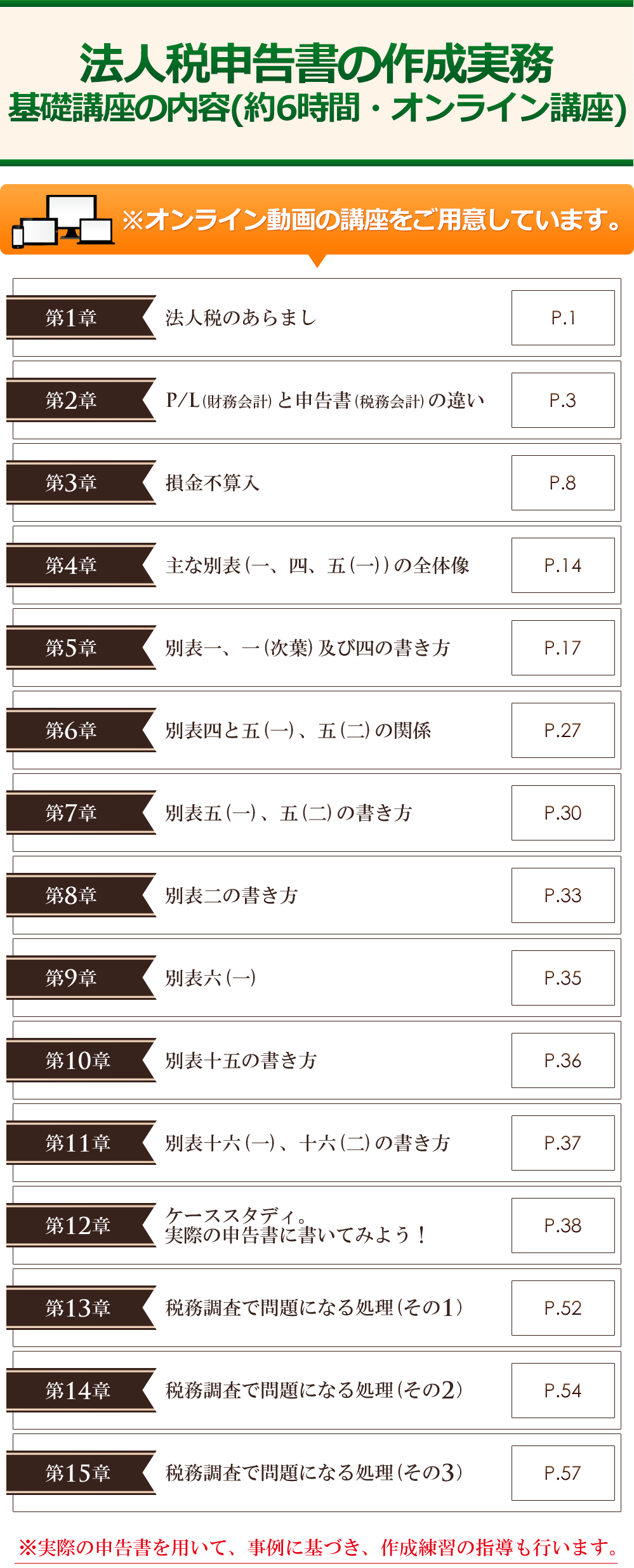 法人税申告書の作成実務」基礎講座