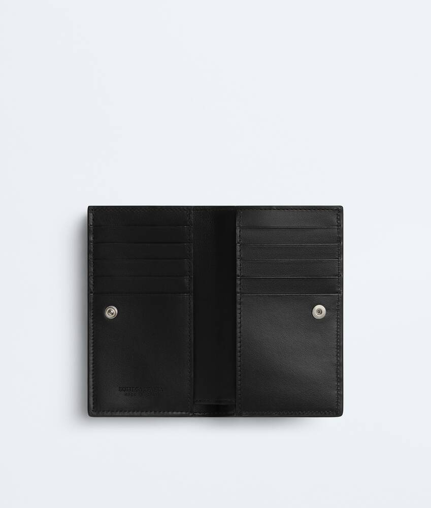 Men's Intrecciato Medium Bi-Fold Wallet With L-Zip in Black