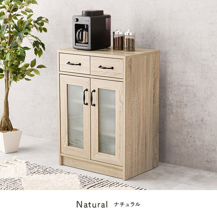 カントリー調 キッチンラック 幅58 扉収納 キャビネット 食器棚 可愛い