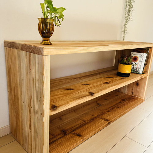 収納棚 オープンラック シェルフ 杉 無垢材家具 キッチンラック 本棚