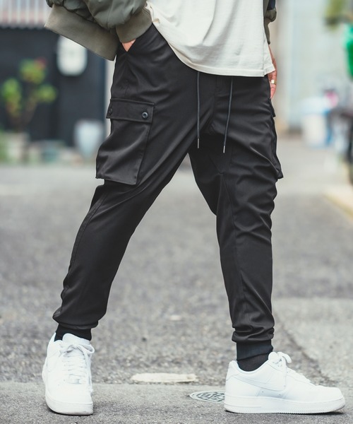 セール】【NULL】ナチュラルストレッチ サルエル カーゴ ジョガー