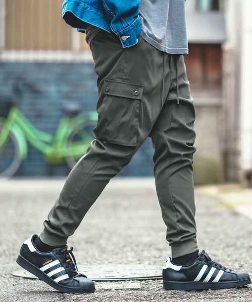 セール】【NULL】ナチュラルストレッチ サルエル カーゴ ジョガー