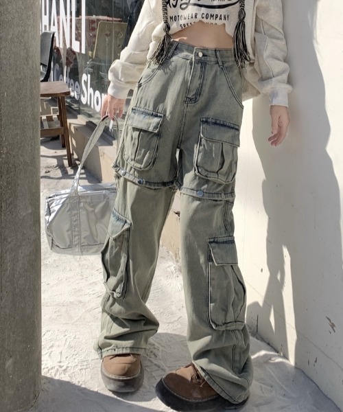 セール】2WAY 膝開きデニムカーゴパンツ（デニムパンツ）｜DIAVEL