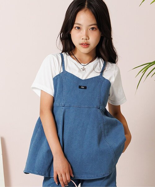 セール】デニムビスチェ&Tセット（Tシャツ/カットソー）｜algy