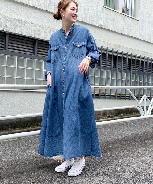 Lee（リー）の「【Lee×CIAOPANIC TYPY】バンドカラーデニムワンピース