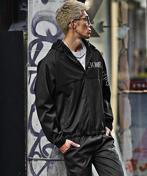 ストレッチ布帛メタルプリントセットアップ マウンテンパーカー+パンツ