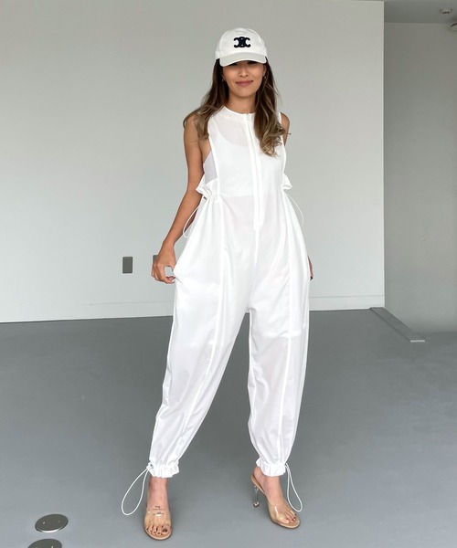 ナイロンノースリーブジャンプスーツ（つなぎ/オールインワン）｜CHERI