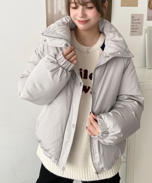 セール】ナイロン光沢シャイニーワッシャーファイバーダウンショート