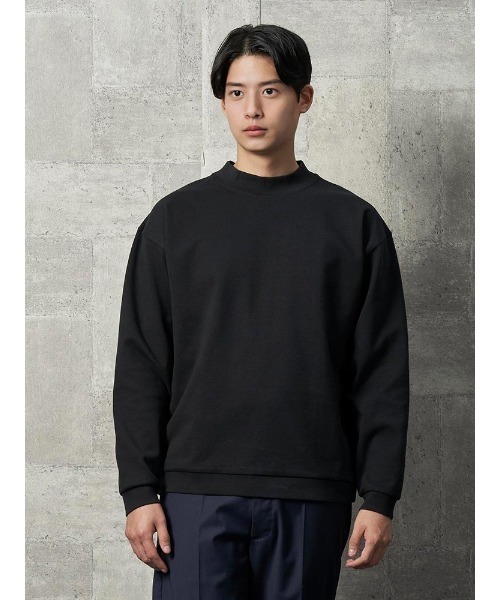 セール】モックネック ロンTシャツ ホワイト/ブラック/ブラウン