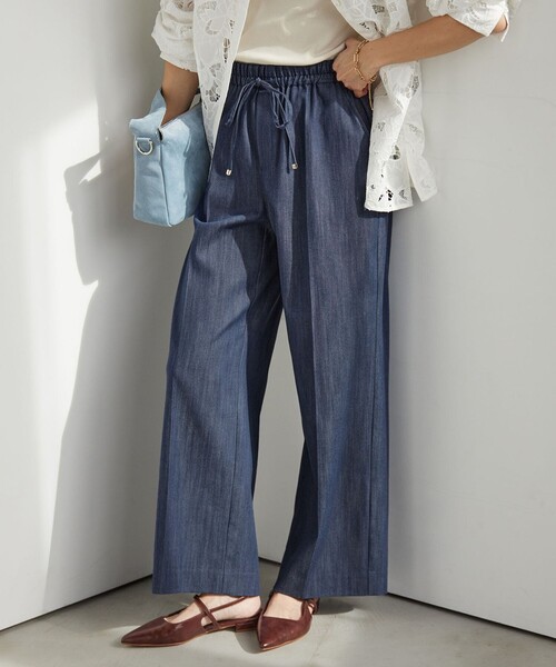 size SHORT/TALLあり］ニーハイフレアパンツ デニム 2 ストレッチ