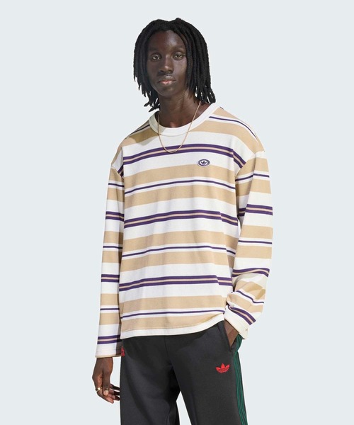 90sオルタナティブスポーツ長袖ストライプ ワッフル ティー / ロンT
