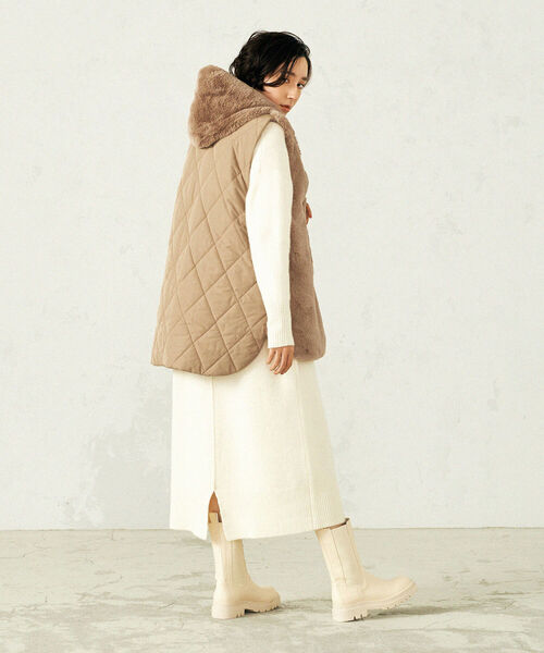 セール】◇【WEB限定】フェイクファー×キルティングベスト（ベスト