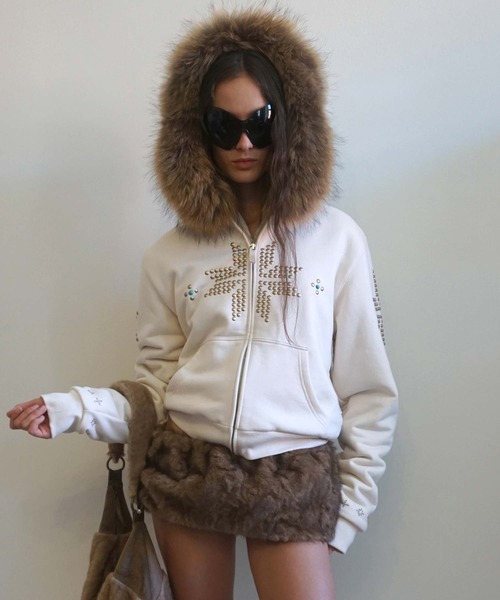 セール】Fur Trimming Hooded Zip-Up（その他アウター）｜SCULPTOR