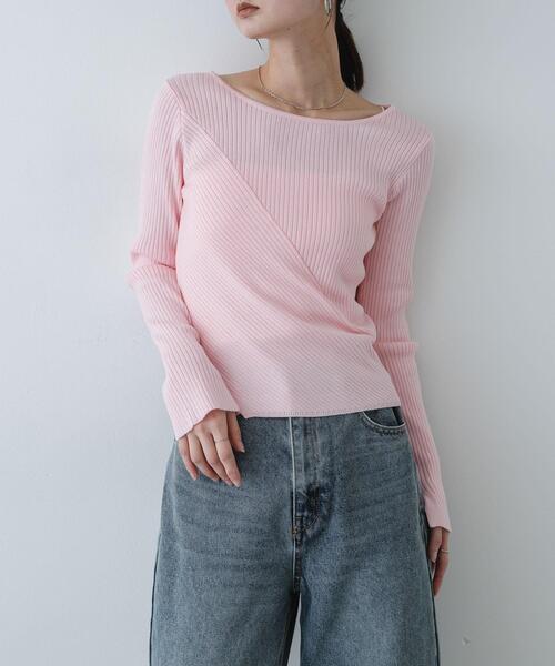 洗濯可/防花粉』SKINProofアシメヘムボートネックセーター（ニット