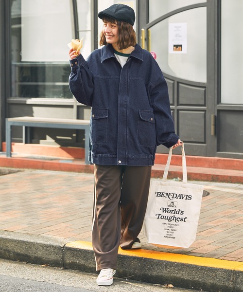 ヴィンテージライク ビッグポケットデニムジップブルゾン MONO-MART