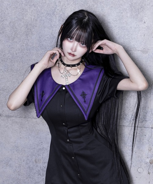 セーラー衿トップス＋ショートパンツセットアップ（セットアップ