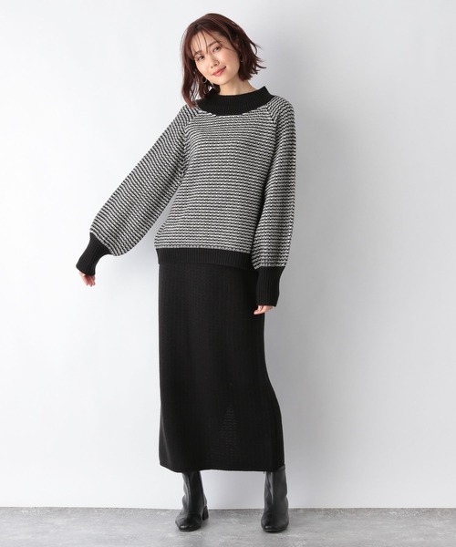 GLOBAL WORK（グローバルワーク）の「柄ニットプルオーバー×スカート
