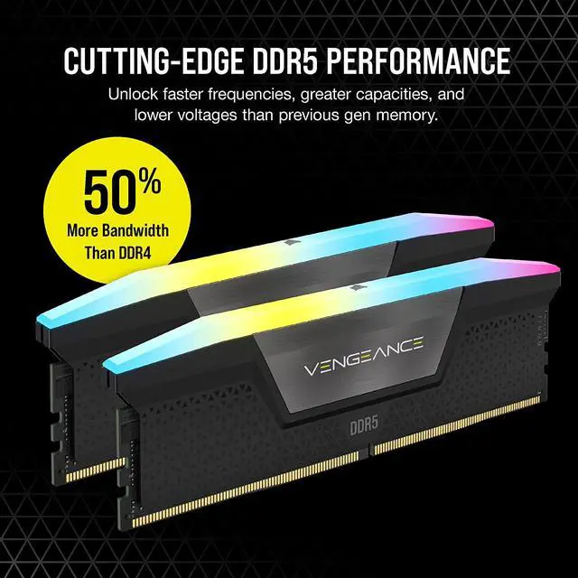CORSAIR Vengeance RGB 32GB (2 x 16GB) 288-Pin PC RAM DDR5 6000
