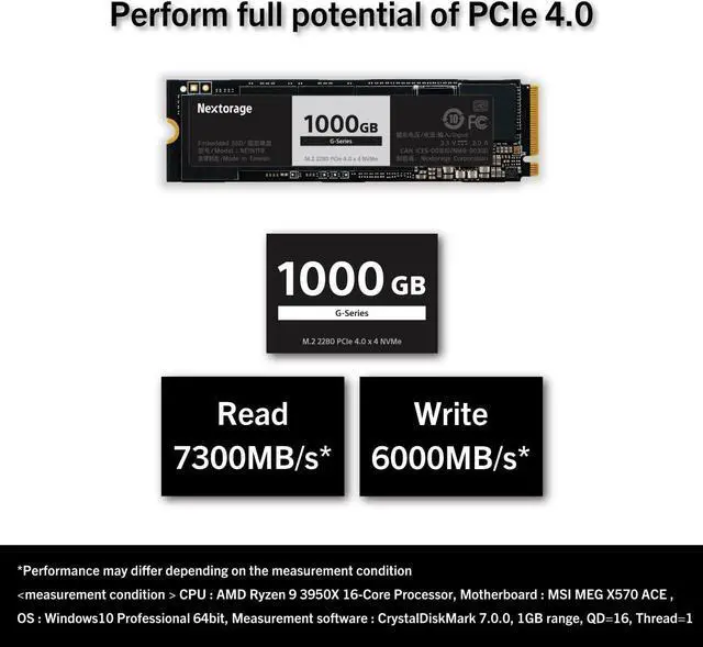 Nextorage Japan 1TB NVMe M.2 2280 PCIe Gen.4 Internal SSD Read
