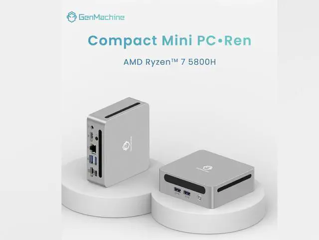 GenMachine Mini PC AMD Ryzen 7 5800H,32GB RAM 1TB M.2 NVMe SSD