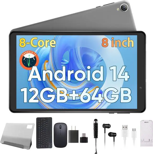 N-one Android 14 Tablet, 8 inch HD Screen 8 Core Processor 12GB(4+