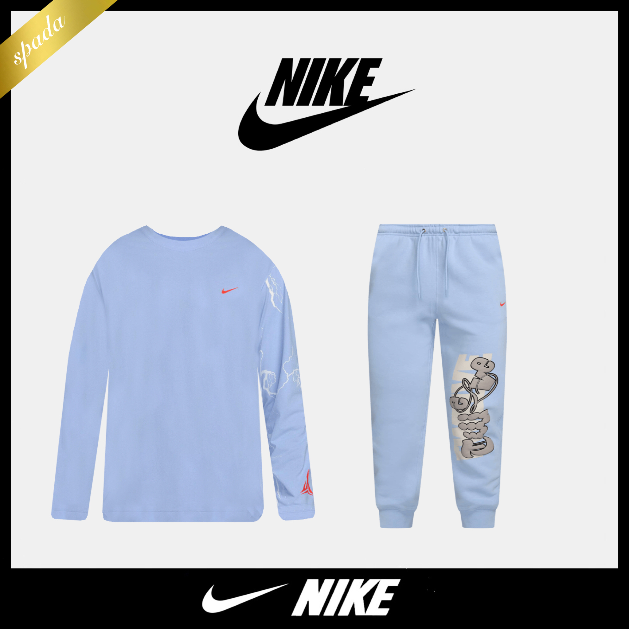 NIKE】ジャモラント ロンT 上下セット ブルー/送料無料 (Nike