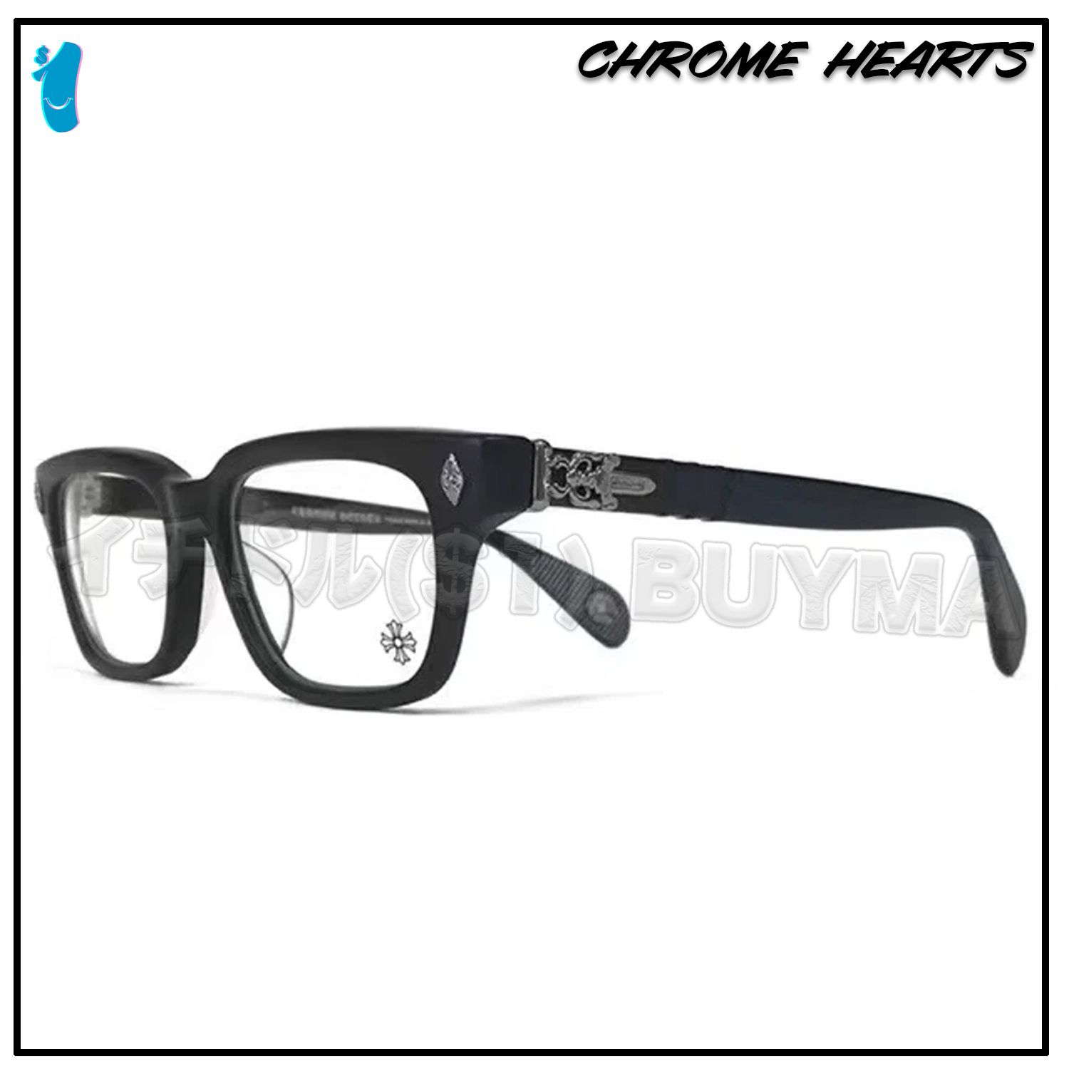 クロムハーツ ダガー マット ブラック ロジウム スクエア メガネ