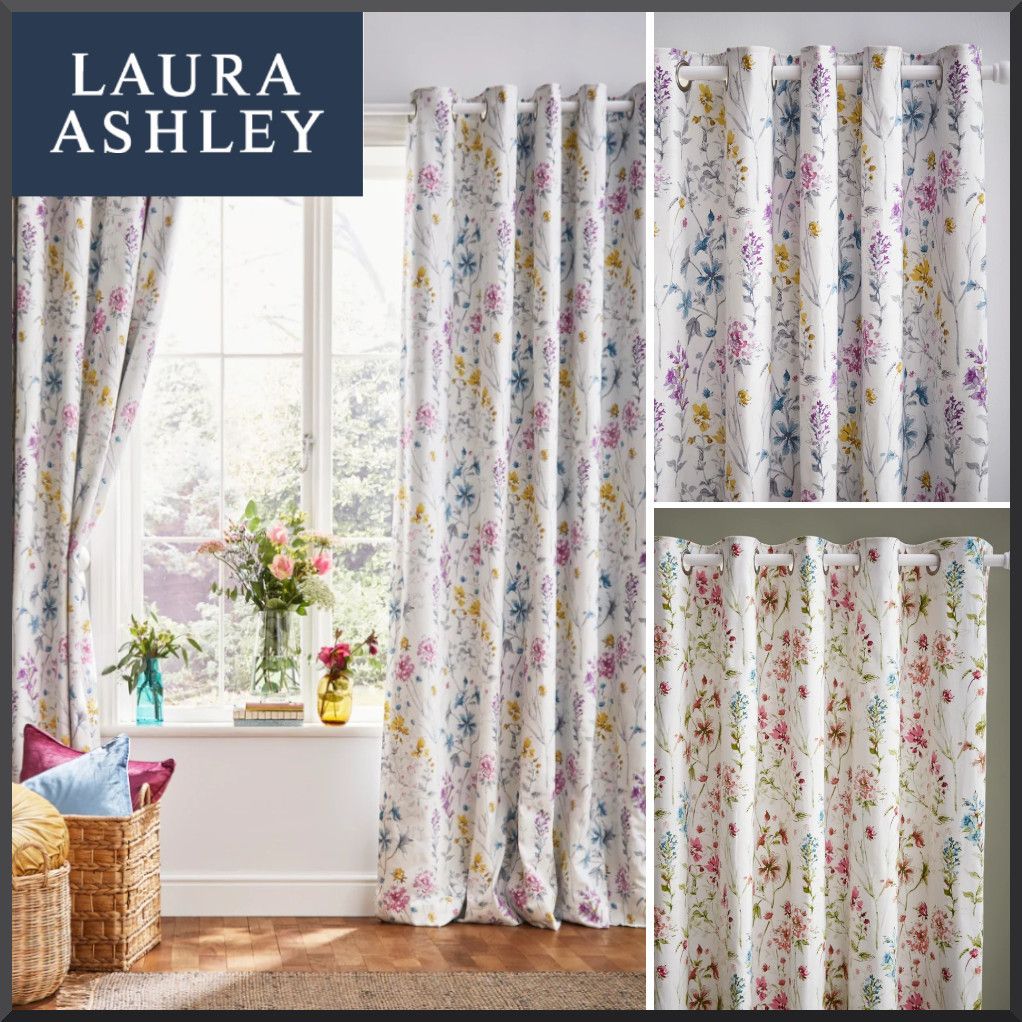 Laura Ashley◇Wild Meadow 遮光 アイレット カーテン 花柄 2色 (Laura
