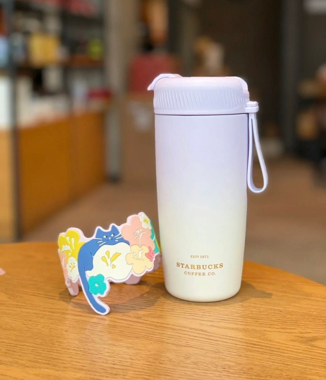スターバックス 中国海外限定ラベンダー猫ステンレスタンブラー