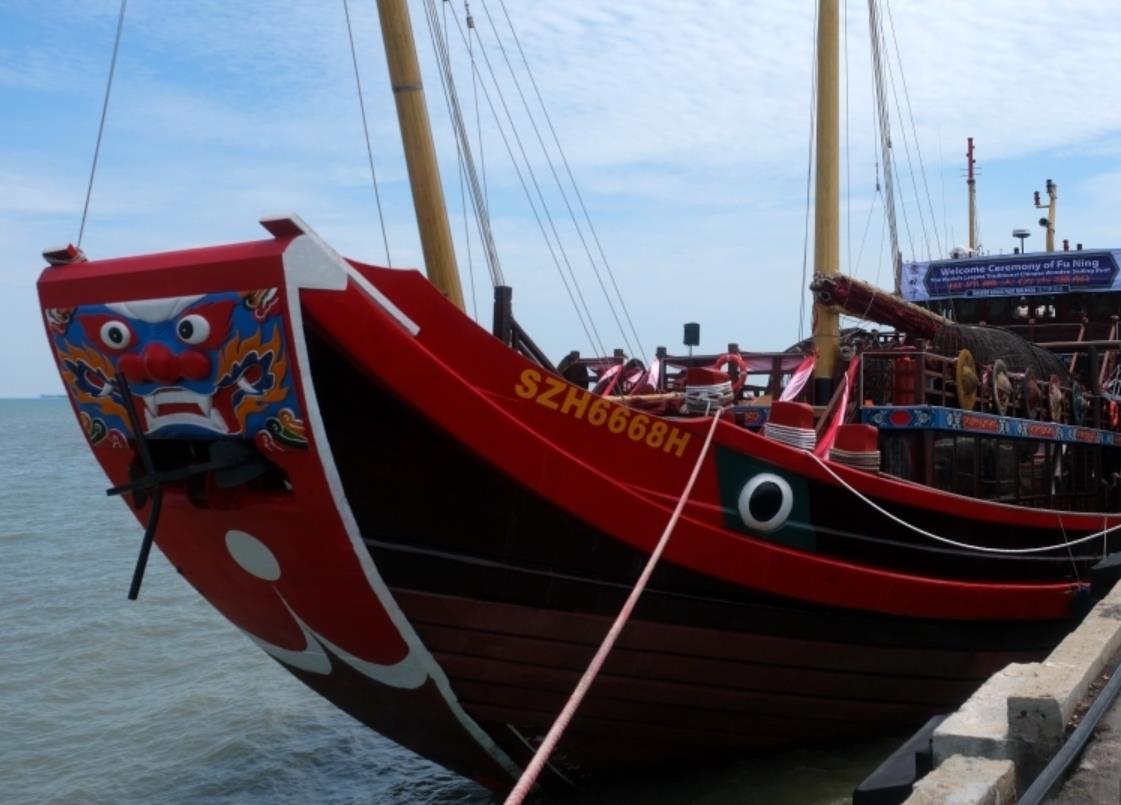 海のシルクロードを航海した「福船」の復元船 マレーシアのマラッカで