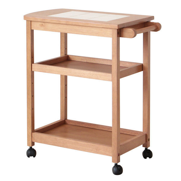 軒先渡し】ヤマソロ タイルトップ3段ワゴン カントリーブラウン 幅610