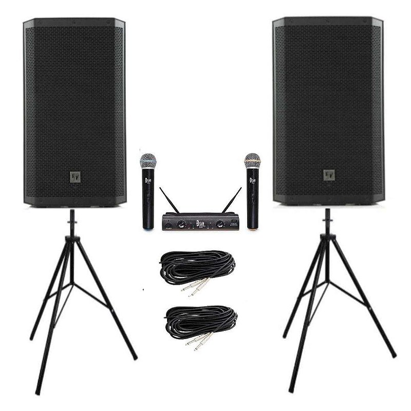 Caixa de Som Ativa Electro Voice ZLX-12P + Microfone - Super