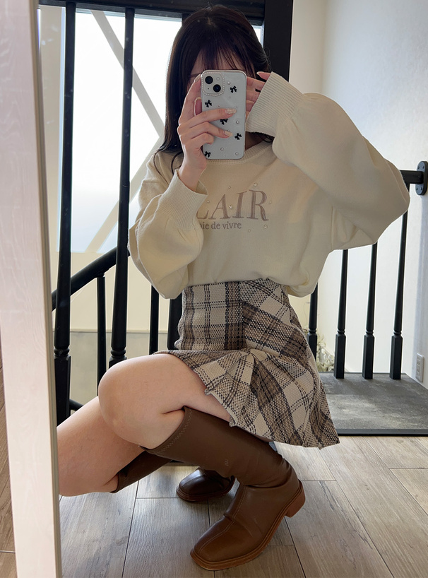 インパン裏地付きチェック柄プリーツスカート[tu963] | レディース